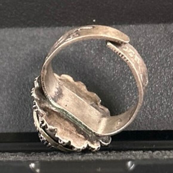 Poison Ring with Makers Mark Sterling Silver Adjustable Turquoise Stone - Picture 5 of 10